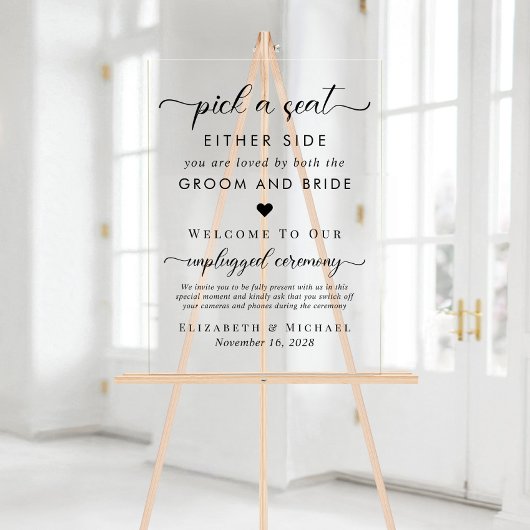 詰まっていない座席の両側を選結婚択する アクリルサイン