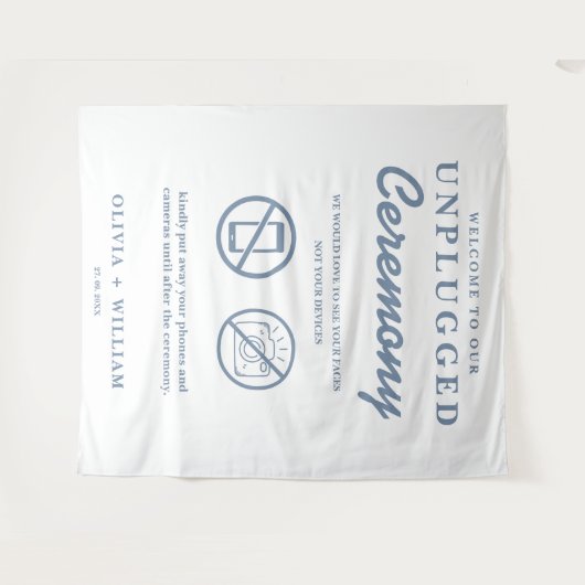 詰まっていない式結婚の埃っぽい青い背景 タペストリー (正面(横))