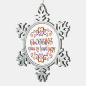 詰まりハート幸せ スノーフレークピューターオーナメント (右)