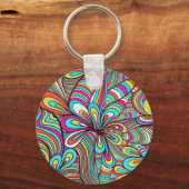 詰めカラフル合わサイケデリックれた渦巻きパターン2 キーホルダー (正面)