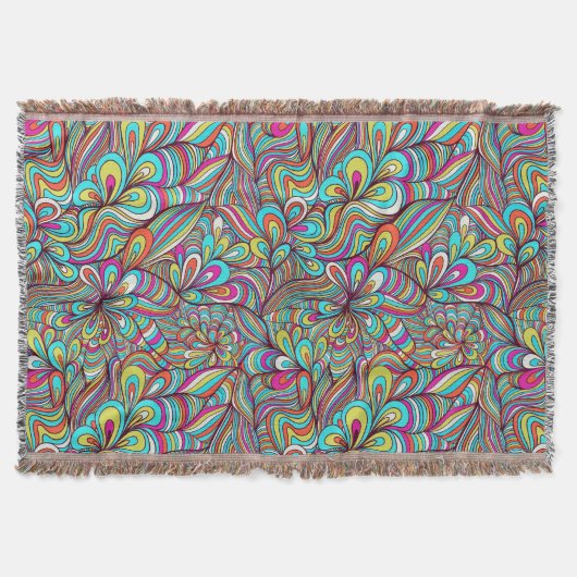詰めカラフル合わサイケデリックれた渦巻きパターン2 スローブランケット (正面)