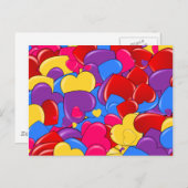 詰め合わせキャンディコーテッドバレンタインチョコレートハート シーズンポストカード (正面/裏面)