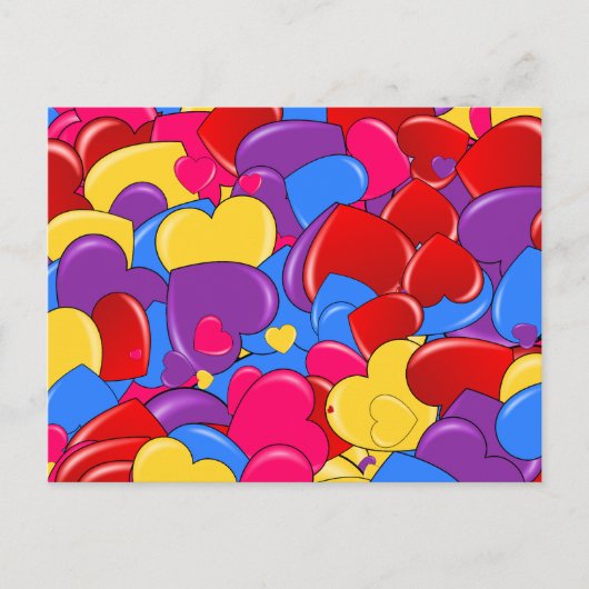 詰め合わせキャンディコーテッドバレンタインチョコレートハート シーズンポストカード (正面)