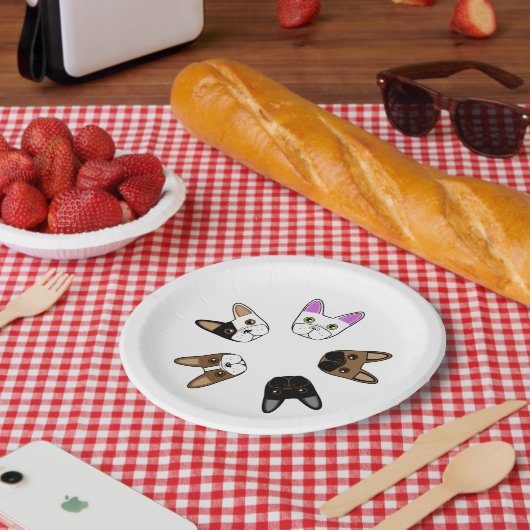 詰め合わせフランスのブルドッグ顔 ペーパープレート (ピクニック)