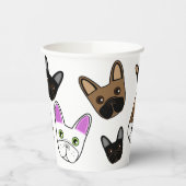 詰め合わせフランスのブルドッグ顔 紙コップ (左)