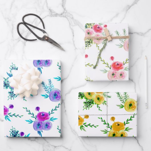 詰め合わせブーケ模様ラッピング紙シート ラッピングペーパーシート (正面)