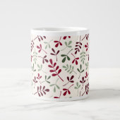 詰め合わ離れせたパターンレッド&グリーンのクリーム ジャンボコーヒーマグカップ (正面)