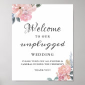 詰め込ま結婚されていない式のサインほこりっぽいピンクのフローラ ポスター (正面)