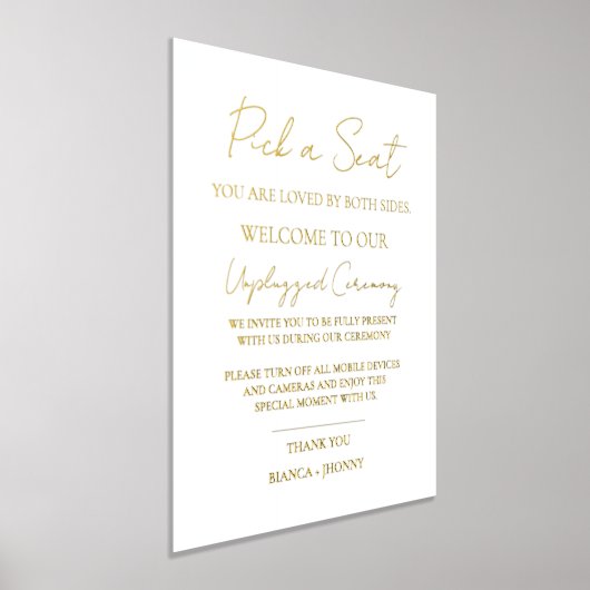 詰エレガントめ外し式結婚の歓迎サイン 箔ポスター (レイダウン)