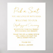 詰エレガントめ外し式結婚の歓迎サイン 箔ポスター (正面)