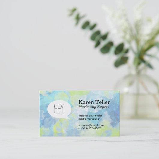 話し合いのバブル | 青い緑の背絵を描景 名刺 (スタンド正面)