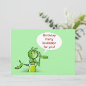 話すコオロギを持つ誕生日のパーティの招待状 招待状 (スタンド正面)