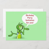 話すコオロギを持つ誕生日のパーティの招待状 招待状 (正面/裏面)