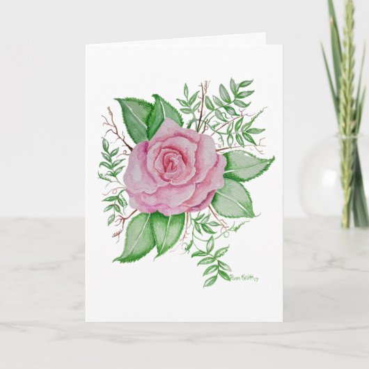 話イエズピンクローズグリーティングカード サンキューカード (正面)