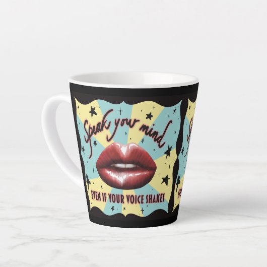 話心、投票、活動家 カフェラテマグ (左アングル)