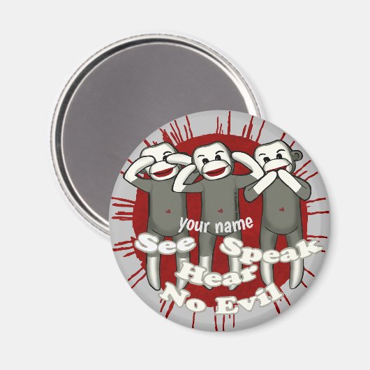 話No Evil Sock Monkey磁石 マグネット (正面/裏面)