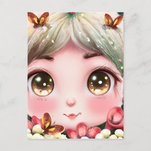 詳お洒落細ファンタジーかわいいかわいいベビーウッドラ ポストカード