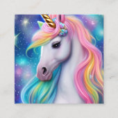 詳しいお洒落ファンタジーかわいいかわいいユニコーン スクエア名刺 (正面)
