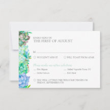 詳しい水彩画水気が多いRSVPのカード-