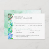 詳しい水彩画水気が多いRSVPのカード- 出欠カード (正面/裏面)