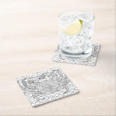 詳しい海のカニの落書き スクエアペーパーコースター (インサイチュ)