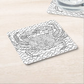 詳しい海のカニの落書き スクエアペーパーコースター (アングル)