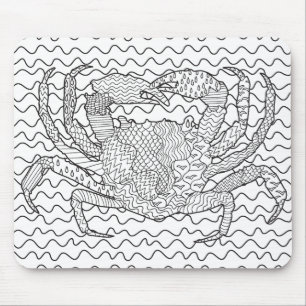 詳しい海のカニの落書き マウスパッド