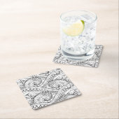 詳しい花パターン落書き スクエアペーパーコースター (インサイチュ)