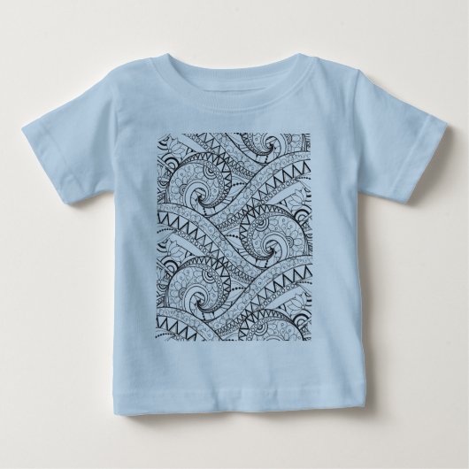 詳しい花パターン落書き ベビーTシャツ (正面)