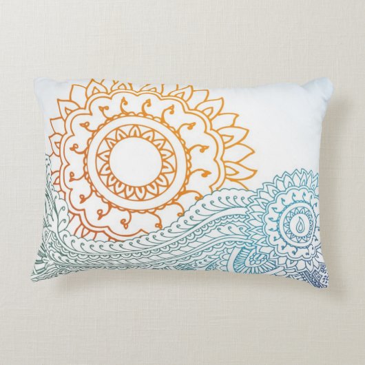 詳しいhennaの抽象芸術の日の出 アクセントクッション (裏面)