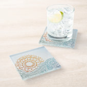 詳しいhennaの抽象芸術の日の出 ガラスコースター (アングル)