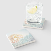 詳しいhennaの抽象芸術の日の出 ストーンコースター (横)