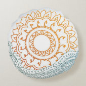 詳しいhennaの抽象芸術の日の出 ラウンドクッション (裏面)