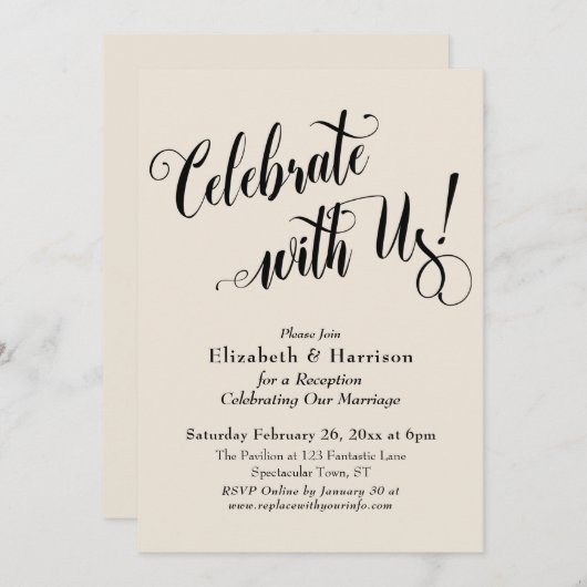 詳しくご紹介!シンプルなクリーム 招待状 (正面/裏面)