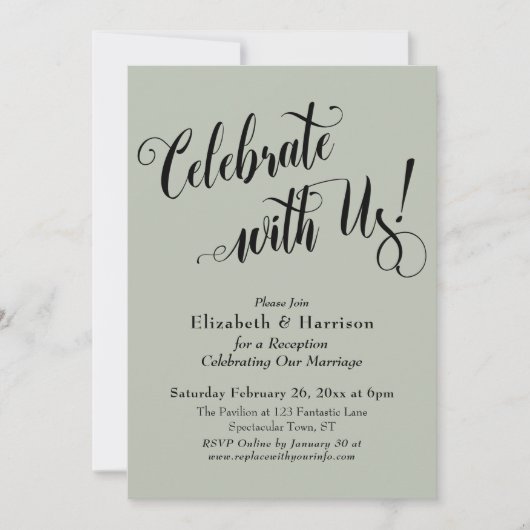 詳しくご紹介！ シンプルなサググリーン 招待状 (正面)