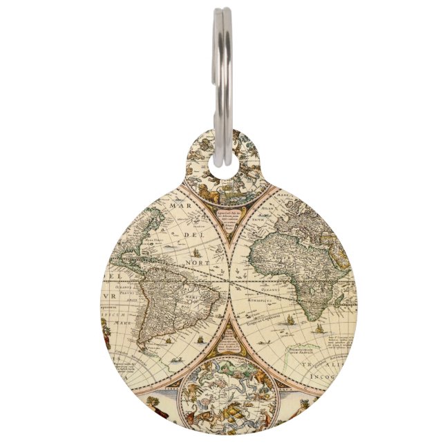 詳しく歴史的な地図 ペット　ネームタグ (正面)