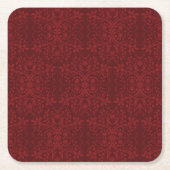 詳しく赤い花模様の壁紙 スクエアペーパーコースター (正面)