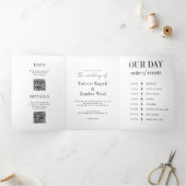 詳エレガント細な写真三折結婚式招待状 三つ折りプログラム (内部)