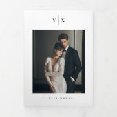 詳エレガント細な写真三折結婚式招待状 三つ折りプログラム (カバー)