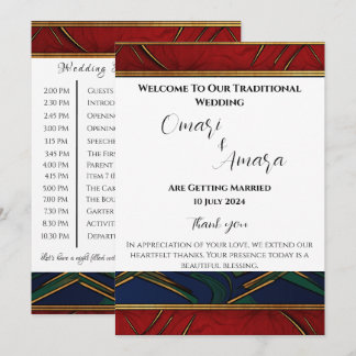 詳細なアフロセントリックな披露宴プログラム 招待状