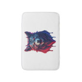 詳細なイラストレーション顔邪悪な忍者ウルフプレミ バスマット (正面縦)