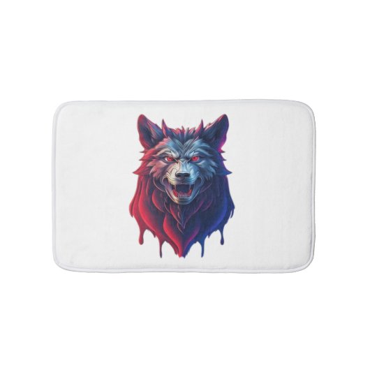 詳細なイラストレーション顔邪悪な忍者ウルフプレミ バスマット (正面)