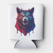 詳細なイラストレーション顔邪悪な忍者ウルフプレミ 缶クーラー (正面)