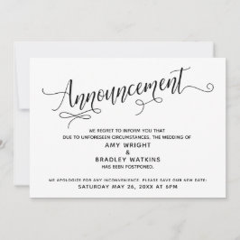 詳細なスクリプトの延期された結婚発表 招待状