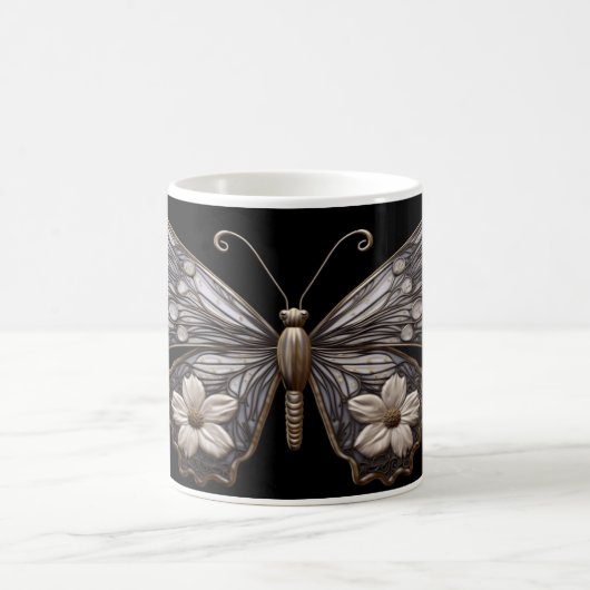詳細なバタフライデザインセラミックマグ コーヒーマグカップ (中央)