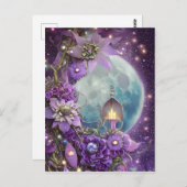 詳細なファンタジー パープル ムーンフラワー ポストカード (正面/裏面)