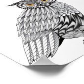 詳細なフクロウイラストレーション、ベクターラインアート ポスター (角)