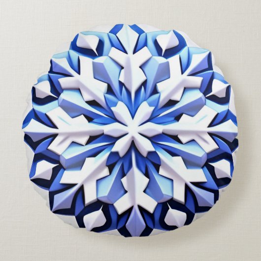 詳細なブルースノーフレーク ラウンドクッション (正面)