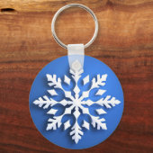 詳細なホワイトスノーフレークデザイン キーホルダー (裏面)