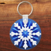 詳細なホワイトスノーフレークデザイン キーホルダー (正面)